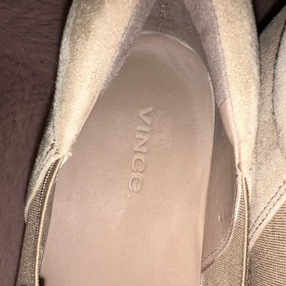 Vince women’s tan suede espadrille platform flat shoe 5.5 boho vacation fall